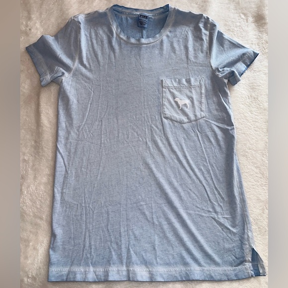 PINK Victoria's Secret Tops - Victoria's Secret PINK Campus Tee Shirt Powder Blue XS